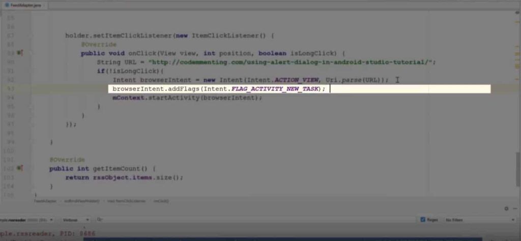 Android Studio: Solving Calling startActivity() from outside of an Activity context issue