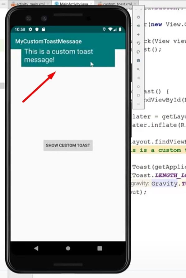 custom toast message final layout