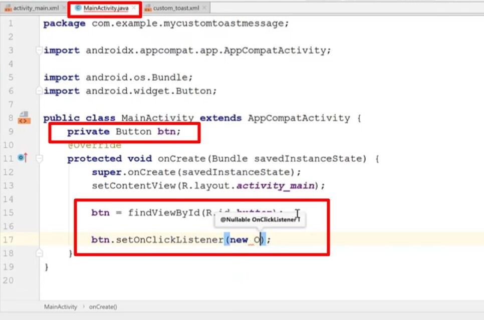 custom toast message java code part 1