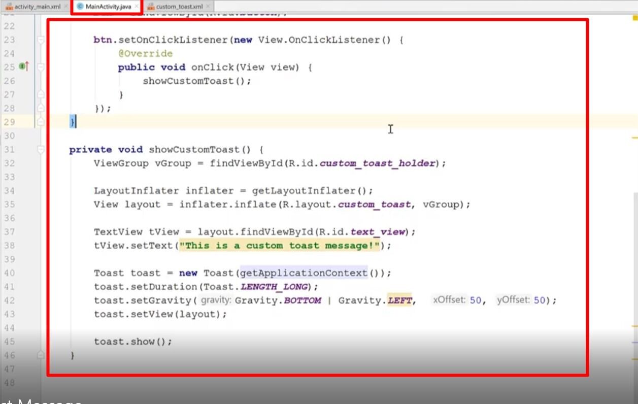 custom toast message java code part 2